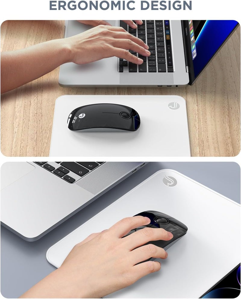 RAPIQUE Bluetooth Wireless Mouse - (BT5.1+USB) Slim Dual Mode Computer Mice with Quiet Click, Low Power, and 1600 DPI, Portable Mouse for MacBook, Laptop, iPad Pro/Air, Surface Pro (Black) - Image 4
